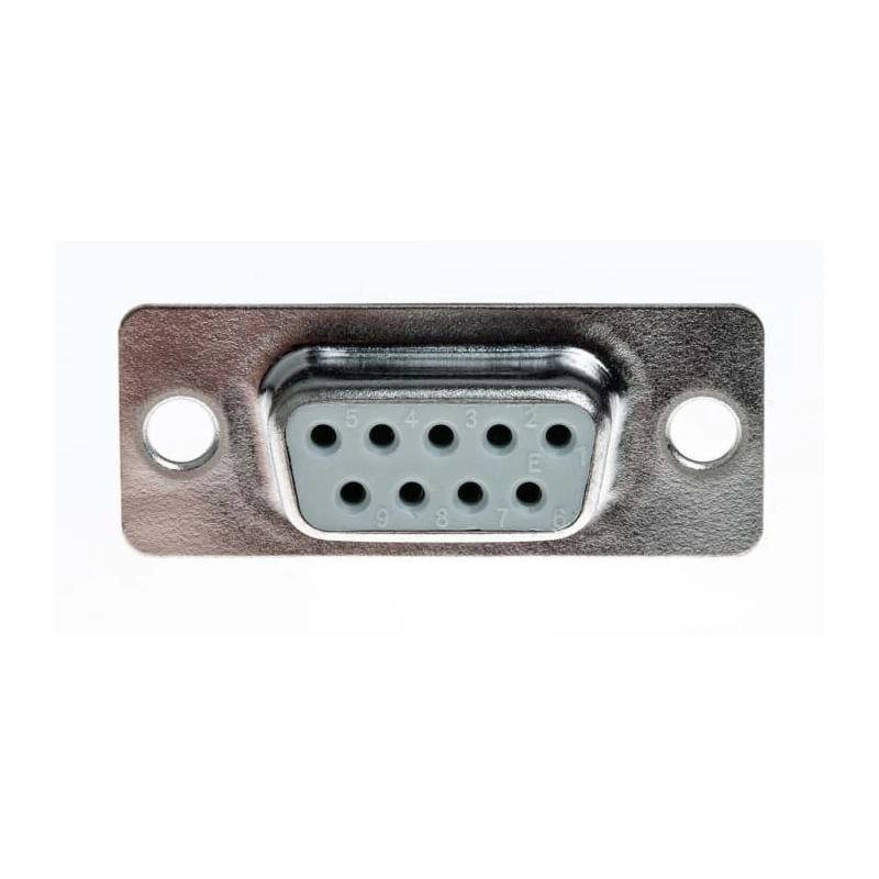 RS PRO 9 Way Straight 2.77 mm Pitch Panel Mount D-Sub Connector 500V 3A Metal Housing Female Contacts Phosphor A-DF 09 LL/Z