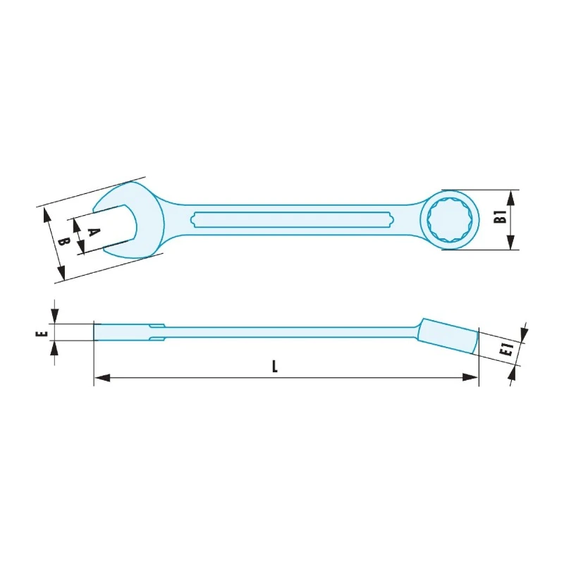 Facom Combination Spanner 17 mm Metric Non-Sparking Beryllium Copper Alloy 195mm Overall Length 440.17SR