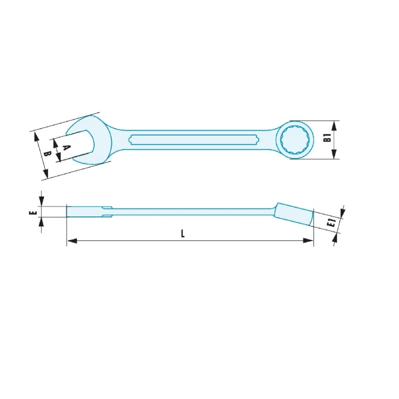 Facom Non-Sparking Beryllium Copper Alloy Spanner 25 mm, 265mm Overall Length 440.25SR