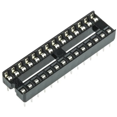 ASSMANN WSW 2.54 mm Pitch Vertical 28 Way Through Hole Stamped Pin Open Frame DIL Socket 1A A 28-LC/7-T