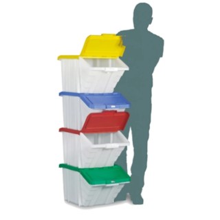 RS PRO 50L Blue Polypropylene Recycle Bin 345 mm x 400 mm x 635 mm 674-2413