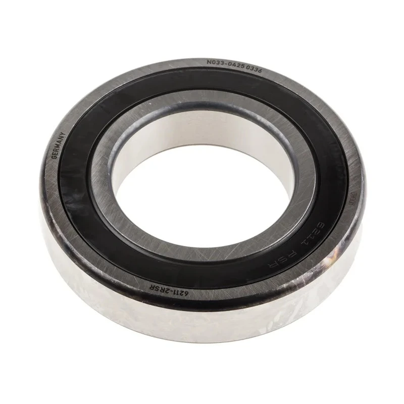 FAG Single Row Deep Groove Ball Bearing 55 mm ID, 100 mm OD, 21 mm Race Width, Steel Cage and Ball, Sealed End 6211-C-2HRS