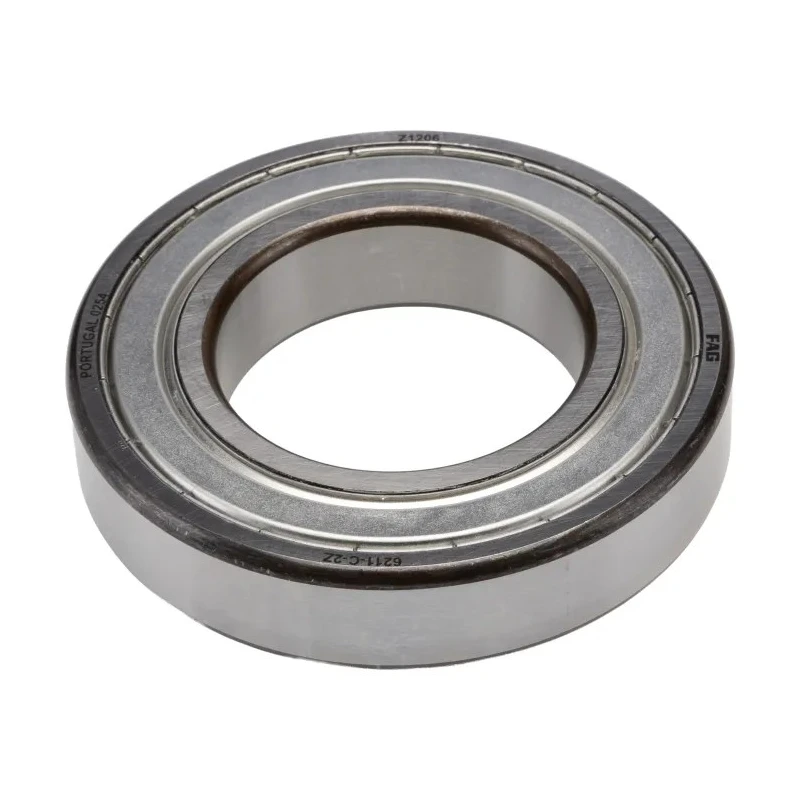 FAG Single Row Deep Groove Ball Bearing 55 mm ID, 100 mm OD, 21 mm Width, Steel Cage and Balls, Double Shielded 6211-C-2Z