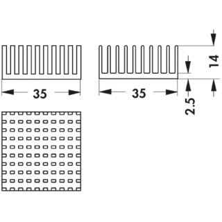 Fischer Elektronik Heatsink Universal Square Aluminium 9.6K/W 14 mm Height 35 mm Length 35 mm Width ICK PGA 14x14x14