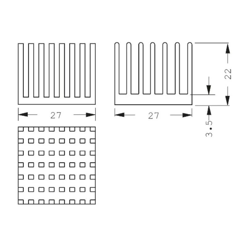 Fischer Elektronik Heatsink Universal Square Alu Black Anodised 13.5K/W 27 mm x 27 mm x 22 mm ICK BGA 27x27x22