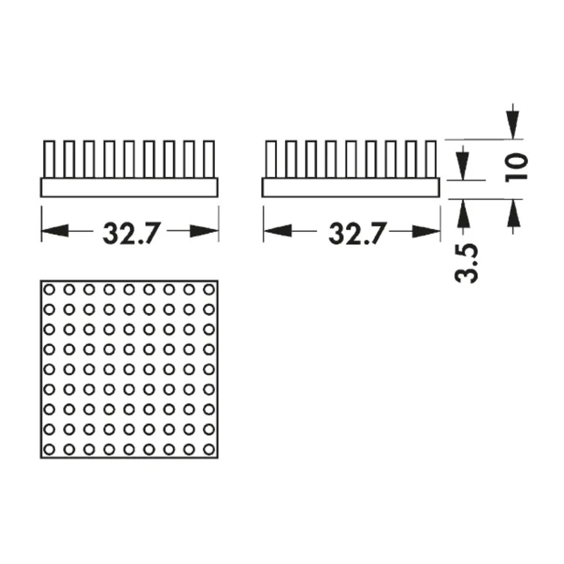 Fischer Elektronik Universal Square Aluminium Heatsink, Black Anodised, 5.4K/W Thermal Resistance, 32.7mm x ICK S 32x32x10