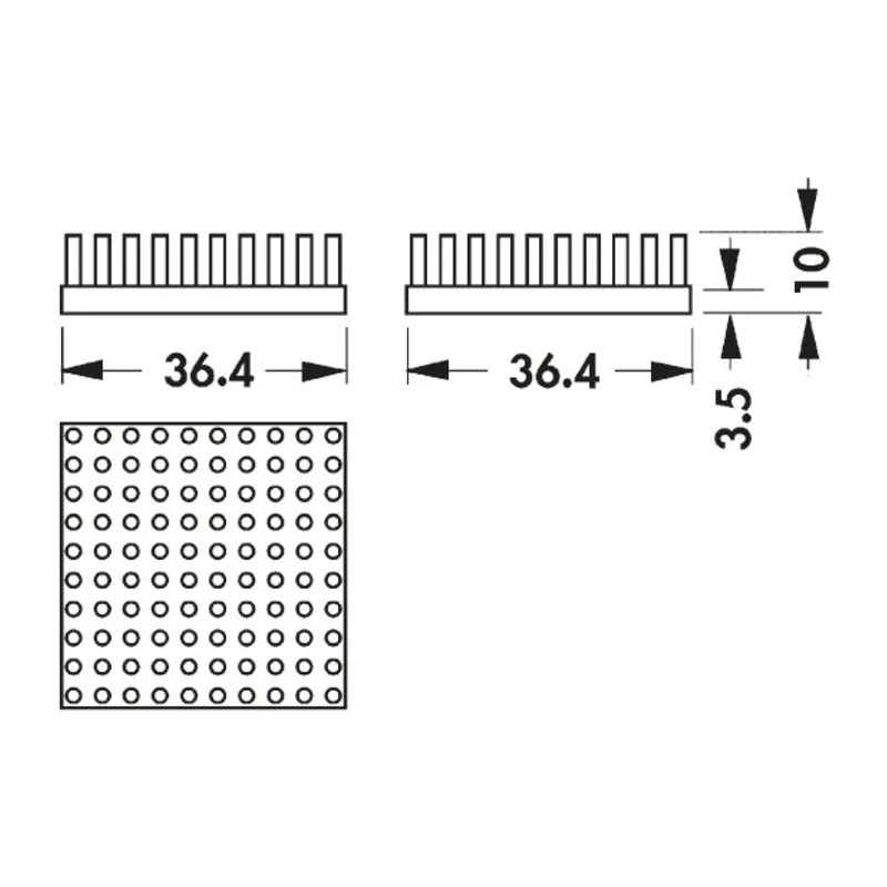 Fischer Elektronik Heatsink Universal Square Aluminium 36.4 mm x 36.4 mm x 10 mm Black Anodised 4.7K/W ICK S 36x36x10