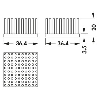 Fischer Elektronik Heatsink Universal Square Aluminium Black Anodised 3.2K/W Thermal Resistance 20 mm Height ICK S 36x36x20