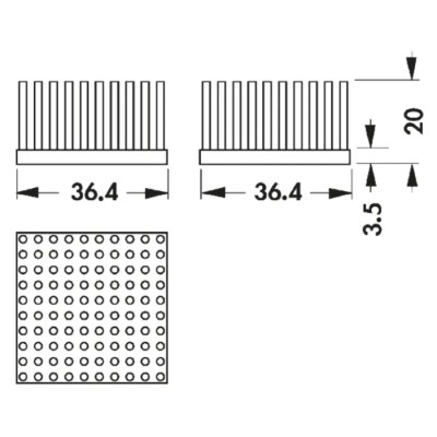 Fischer Elektronik Heatsink Universal Square Aluminium Black Anodised 3.2K/W Thermal Resistance 20 mm Height ICK S 36x36x20
