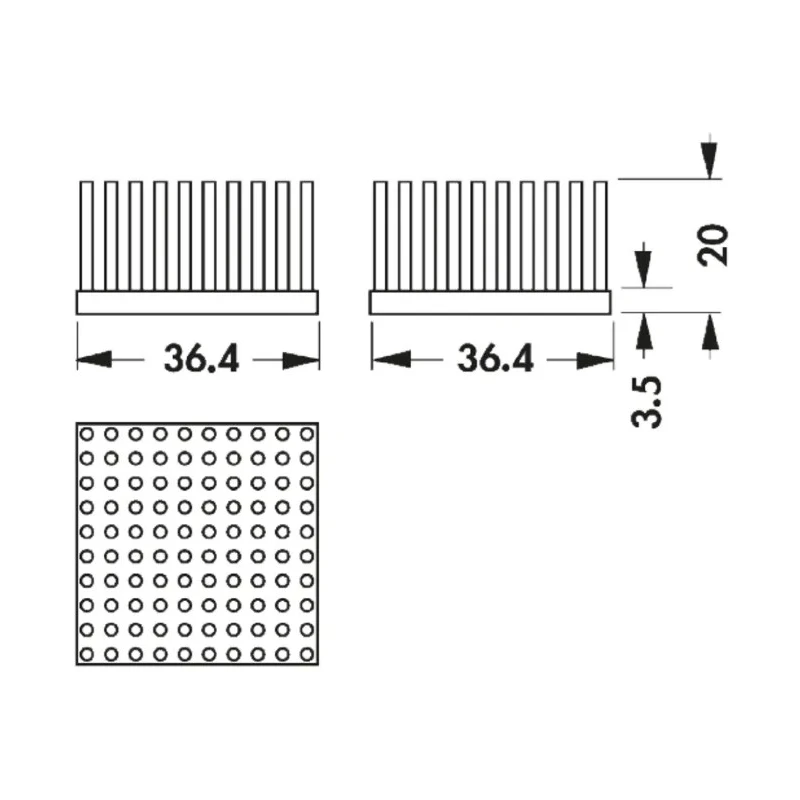 Fischer Elektronik Heatsink Universal Square Aluminium Black Anodised 3.2K/W Thermal Resistance 20 mm Height ICK S 36x36x20