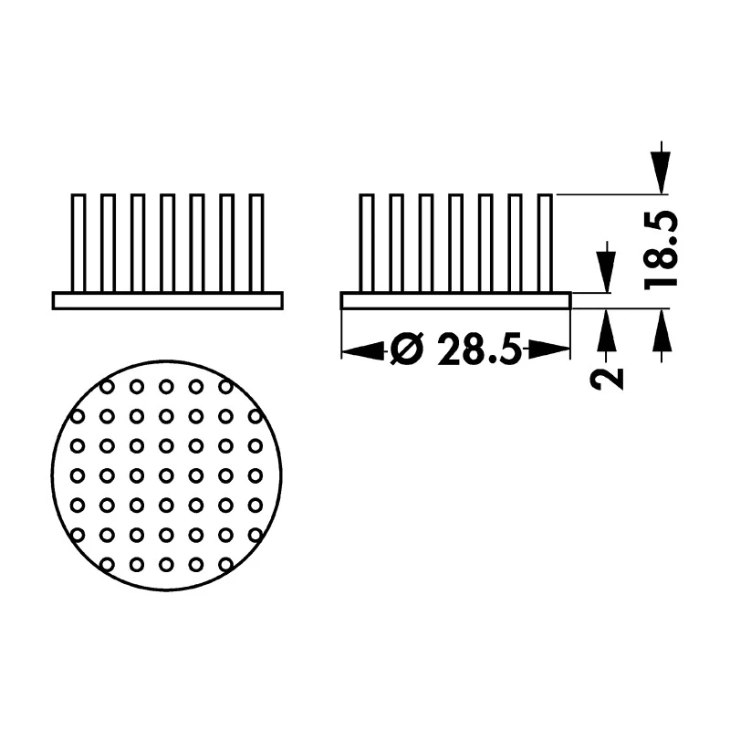 Fischer Elektronik Heatsink Universal Round Alu 28.5mm Diameter 18.5mm Height 4.25°C/W Thermal Resistance ICK S R 28,5x18,5