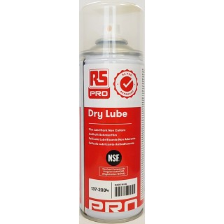 RS PRO Dry Lubricant Aerosol Polytetrafluoroethylene 400 ml Food Safe Hydrocarbon Lubricant 137-2034