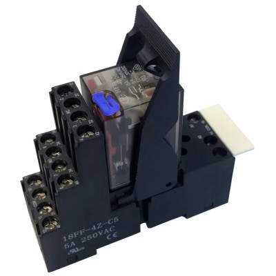 Hongfa Europe GMBH 4RM Series Interface Relay 12V dc Coil 4PDT 5A DIN Rail Mount 4RM-12-5