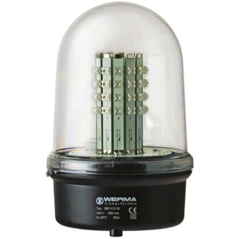 Werma BM 280 Series Red Beacon 230V AC Steady Base with LED Bulb, IP65 280.410.68