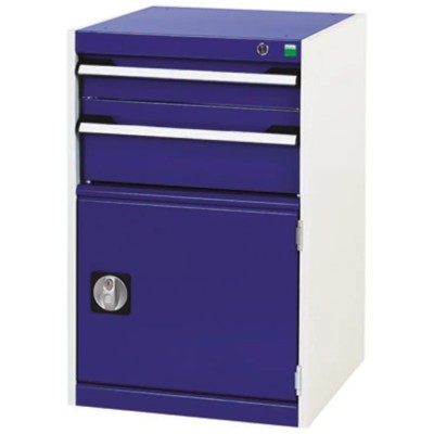 Bott Heavy Duty Workbench 2 Drawer Steel Cabinet 800 mm x 525 mm x 525 mm Grey Blue 40010023.11V