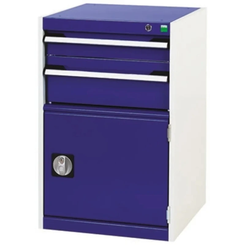 Bott Heavy Duty Workbench 2 Drawer Steel Cabinet 800 mm x 525 mm x 525 mm Grey Blue 40010023.11V