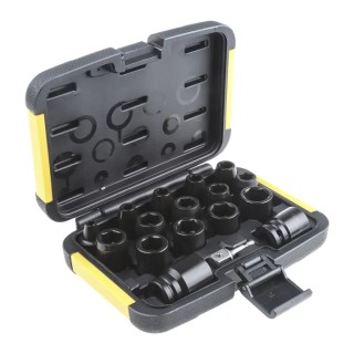 DeWALT 17-Piece 1/2 in 6 Point Impact Socket Set Alloy Steel Blackened Finish DT7506R-GB