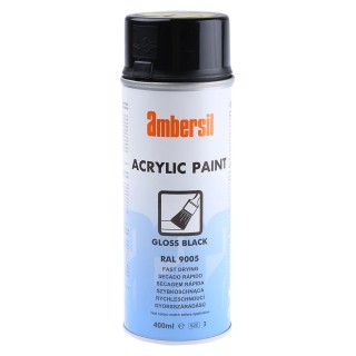 Ambersil 400 ml Black RAL 9005 Acrylic-Based Gloss Spray Paint 31653-AC