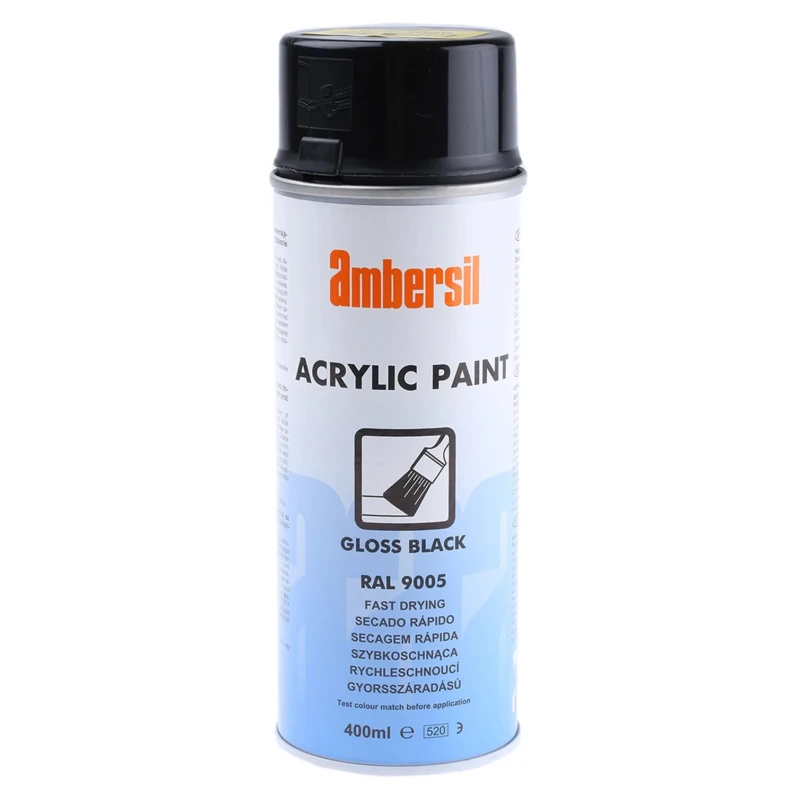 Ambersil 400 ml Black RAL 9005 Acrylic-Based Gloss Spray Paint 31653-AC
