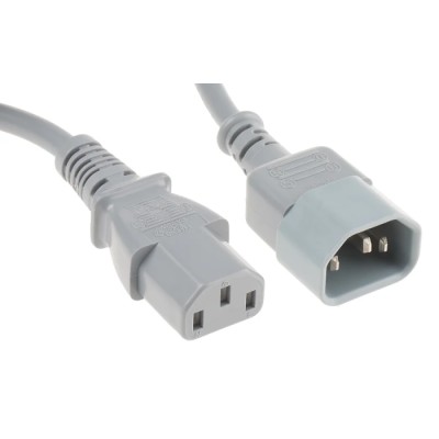RS PRO IEC C13 to IEC C14 Power Cord, 500 mm Grey PVC Jacket, 250V, 6A Current Rating 137-3350