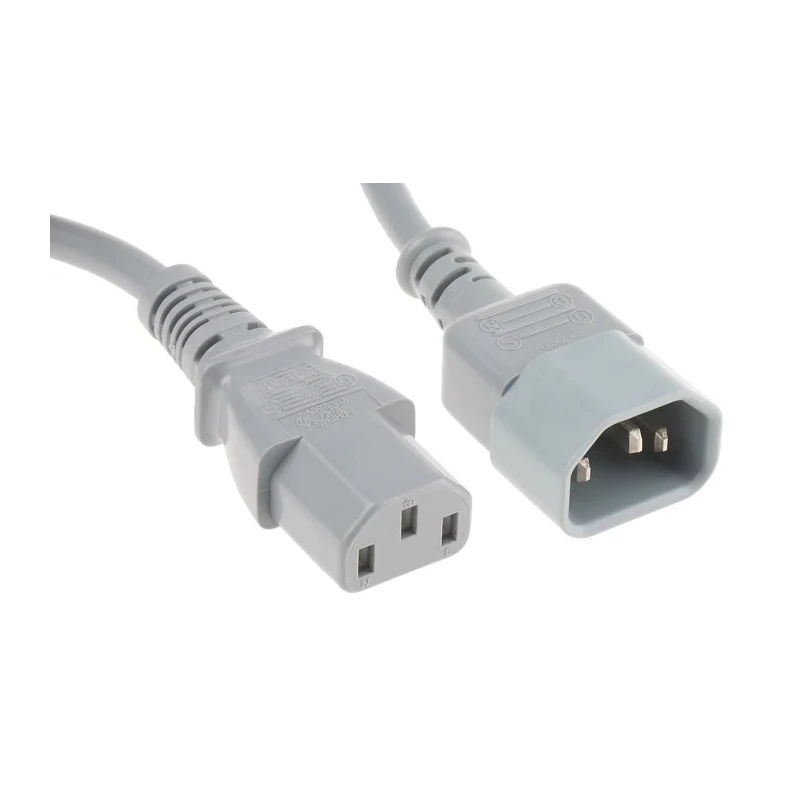 RS PRO IEC C13 to IEC C14 Power Cord, 500 mm Grey PVC Jacket, 250V, 6A Current Rating 137-3350