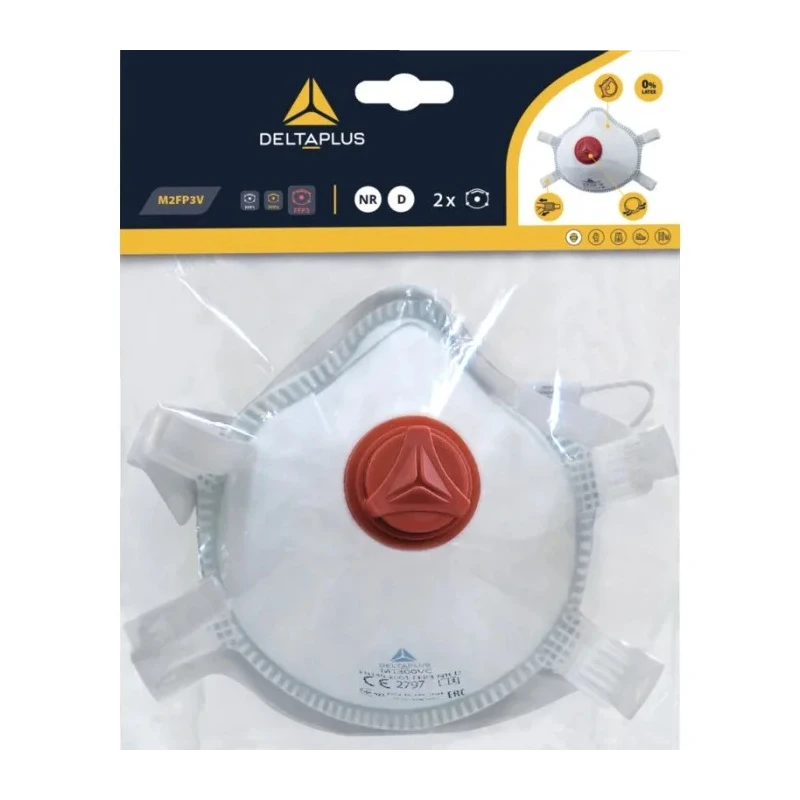 Delta Plus M1300 Series FFP3 Disposable Valved Cup Face Mask 2 Per Pack 