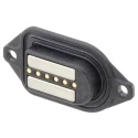 Rosenberger MultiMag 6 Straight Panel Mount 6 Way Magnetic Connector, Brass Contact, Gold Nickel Plating M9K701-299L