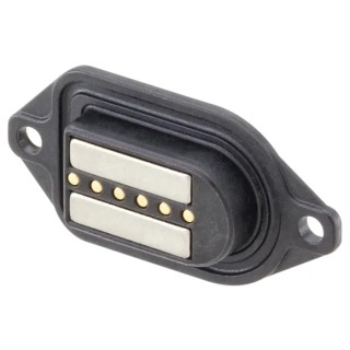 Rosenberger MultiMag 6 Straight Panel Mount 6 Way Magnetic Connector, Brass Contact, Gold Nickel Plating M9K701-299L