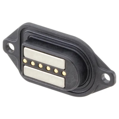 Rosenberger MultiMag 6 Straight Panel Mount 6 Way Magnetic Connector, Brass Contact, Gold Nickel Plating M9K701-299L