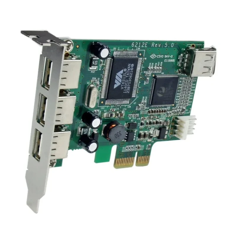StarTech.com 4 Port USB Card PCIe USB 2.0 with 3 External and 1 Internal Ports PEXUSB4DP