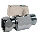 Sferaco Chrome Plated Brass Male Free Nut BSP Ball Valve 3/8 in DN 3/8, Black Aluminium Handle, 10 Bar, ISO 9001:2008 679003