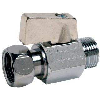 Sferaco Chrome Plated Brass Male Free Nut BSP Ball Valve 3/8 in DN 3/8, Black Aluminium Handle, 10 Bar, ISO 9001:2008 679003