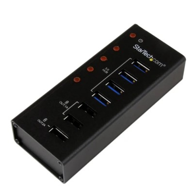 StarTech.com 4 Port USB 3.0 USB Hub with AC Adapter Powered, Metal Enclosure, 45 mm x 24 mm x 110 mm ST4300U3C3