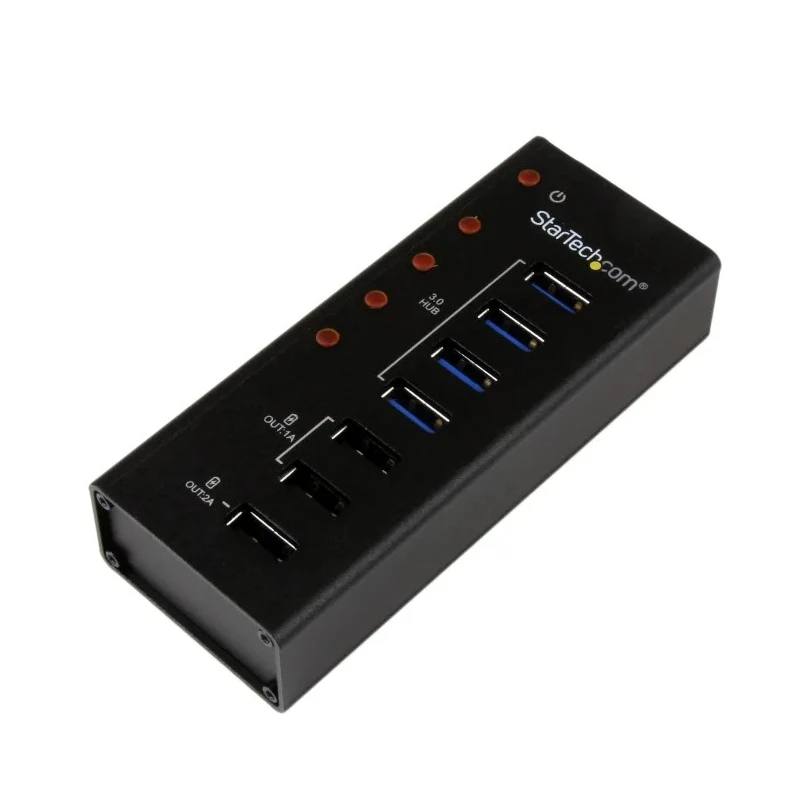 StarTech.com 4 Port USB 3.0 USB Hub with AC Adapter Powered, Metal Enclosure, 45 mm x 24 mm x 110 mm ST4300U3C3