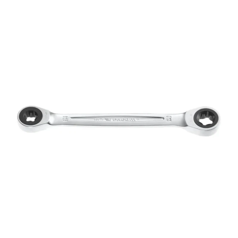 Facom Metric Double Ended Ring Spanner 14x18 mm, Satin Chrome Finish, 190mm Overall Length 464TX.14X18