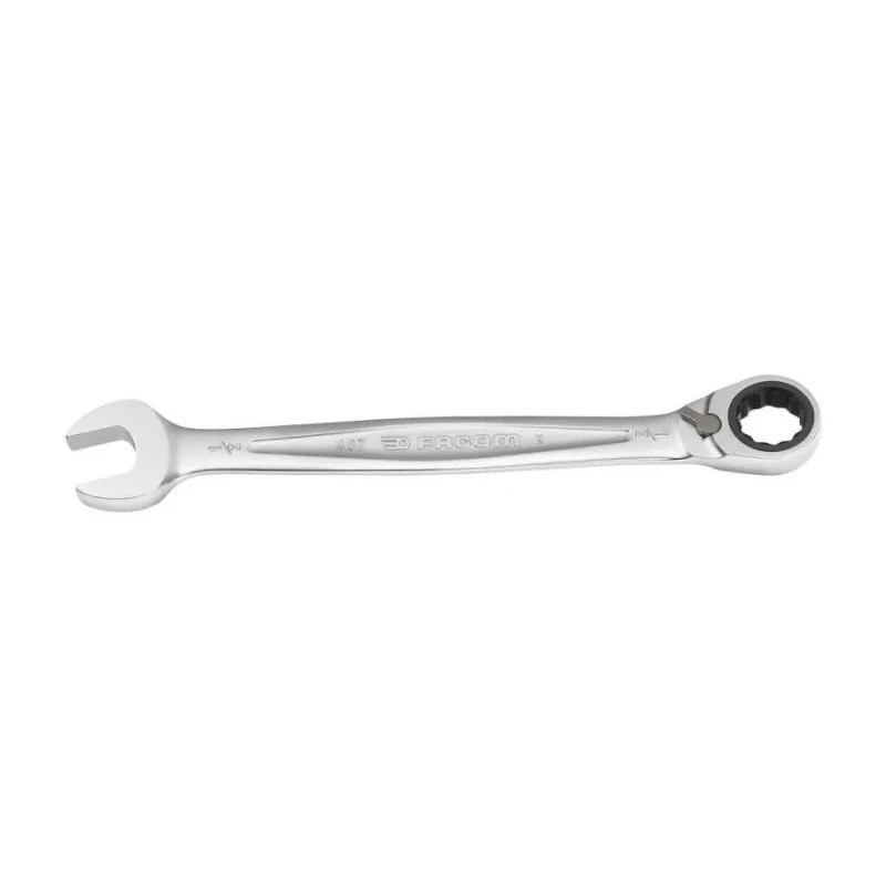 Facom Combination Spanner 9/16 in Satin Chrome Finish 190mm Overall Length, 15° Offset Angle 467.9/16