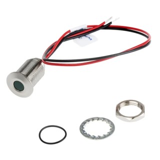 RS PRO Green Panel Mount Indicator 21.6V dc - 26.4V dc 20mA Lead Wire Termination IP67 Flush Bezel 139-3354