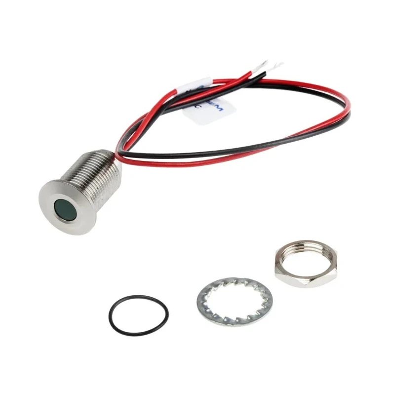 RS PRO Green Panel Mount Indicator 21.6V dc - 26.4V dc 20mA Lead Wire Termination IP67 Flush Bezel 139-3354