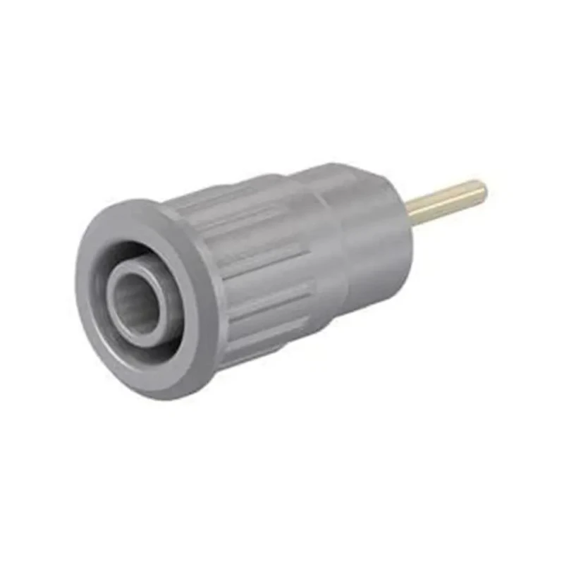 Staubli Grey Female Banana Socket 4 mm Connector, Press Fit Termination, 1kV, 24A, Gold Plating 23.3130-28