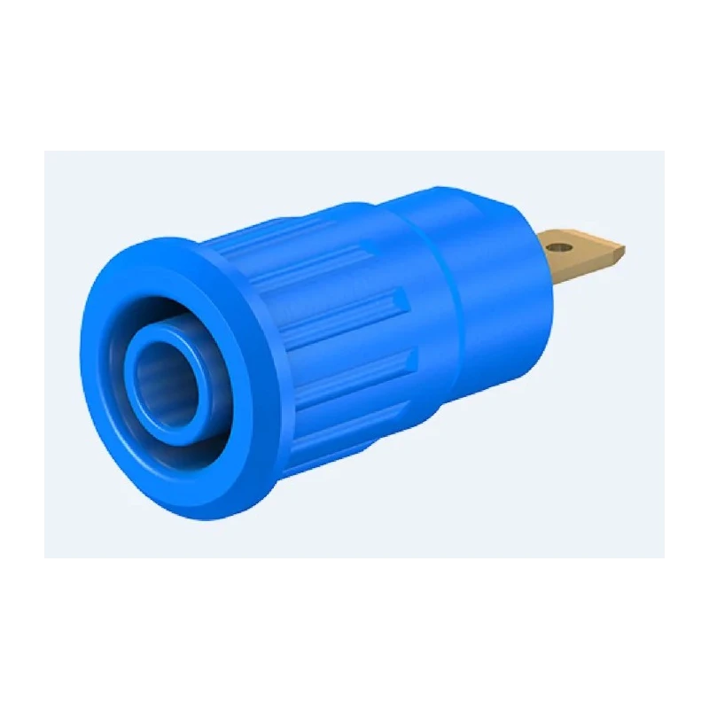 Staubli Blue Female Banana Socket 4 mm Connector, Press Fit Termination, 1 kV, 24 A, Gold Plating 23.3120-23