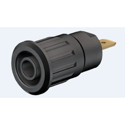Staubli Black Female Banana Socket 4 mm Connector, Press Fit Termination, 1kV, 24A, Gold Plating 23.3120-21