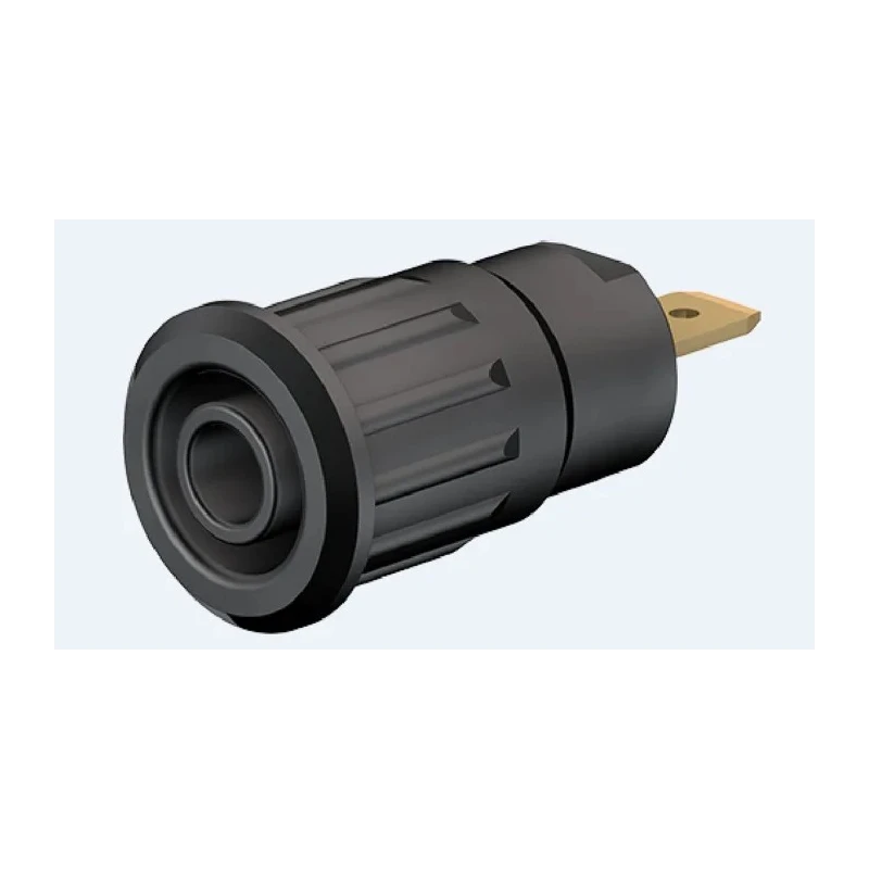 Staubli Black Female Banana Socket 4 mm Connector, Press Fit Termination, 1kV, 24A, Gold Plating 23.3120-21