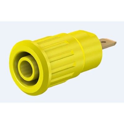 Staubli Yellow Female Banana Socket, 4 mm Connector, Press Fit Termination, 1kV Voltage, 24A Current, Gold Plating 23.3120-24