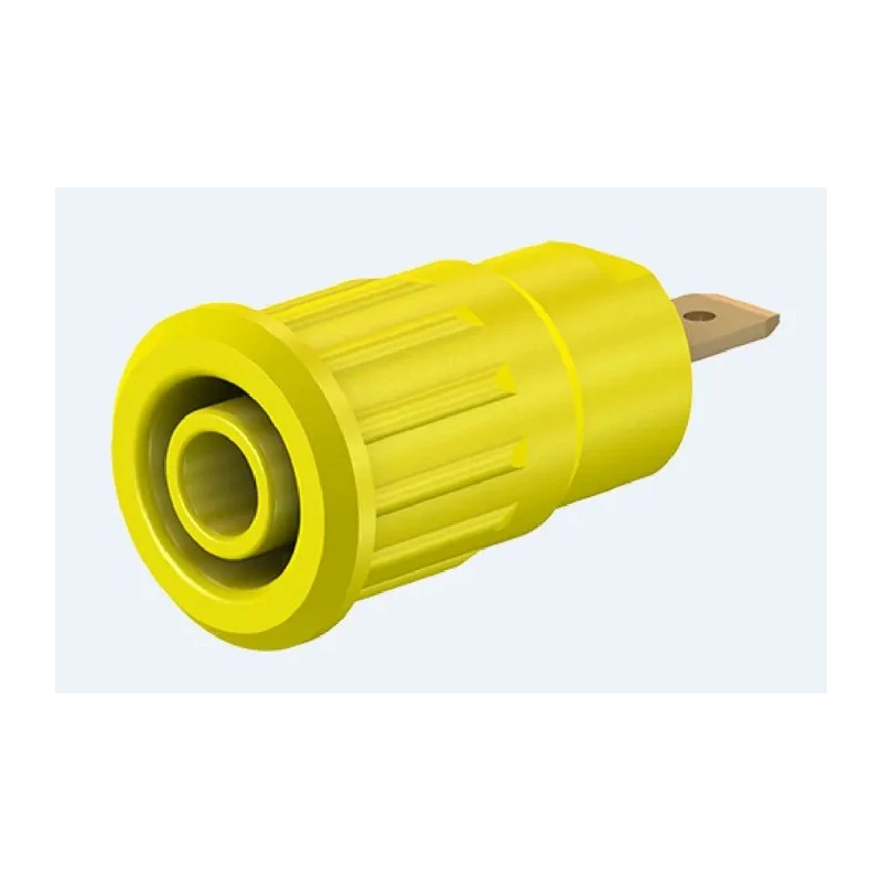 Staubli Yellow Female Banana Socket, 4 mm Connector, Press Fit Termination, 1kV Voltage, 24A Current, Gold Plating 23.3120-24
