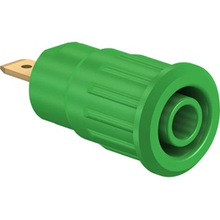 Staubli Green Female Banana Socket, 4 mm Connector, Press Fit Termination, 1kV Voltage, 24A Current, Brass 23.3120-25