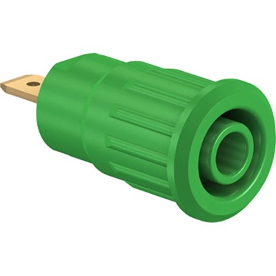 Staubli Green Female Banana Socket, 4 mm Connector, Press Fit Termination, 1kV Voltage, 24A Current, Brass 23.3120-25