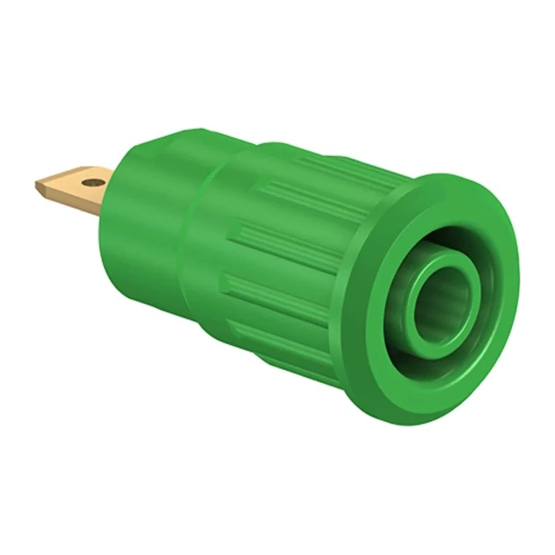 Staubli Green Female Banana Socket, 4 mm Connector, Press Fit Termination, 1kV Voltage, 24A Current, Brass 23.3120-25