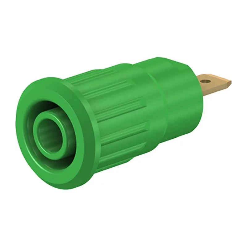 Staubli Green Female Banana Socket, 4 mm Connector, Press Fit Termination, 1kV Voltage, 24A Current, Brass 23.3120-25