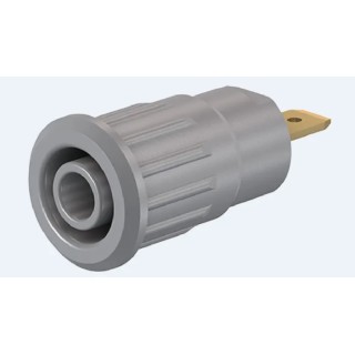 Staubli Grey Female Banana Socket 4 mm Connector, Press Fit Termination, 1kV, 24A, Gold Plating 23.3120-28