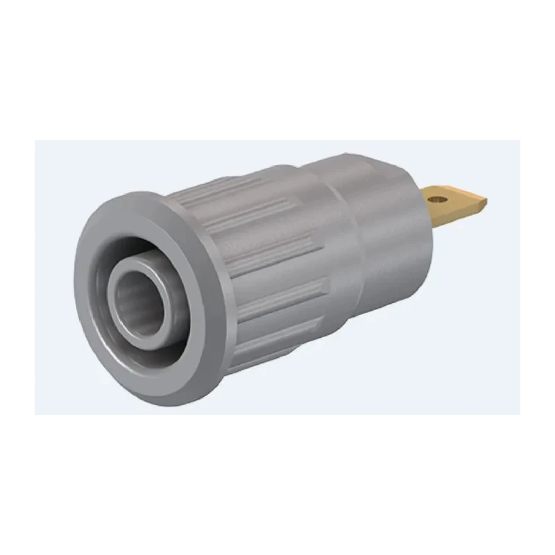 Staubli Grey Female Banana Socket 4 mm Connector, Press Fit Termination, 1kV, 24A, Gold Plating 23.3120-28